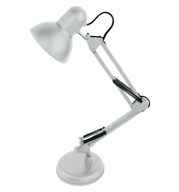 Lampa de birou cu suport culoare alba 220V soclu E27